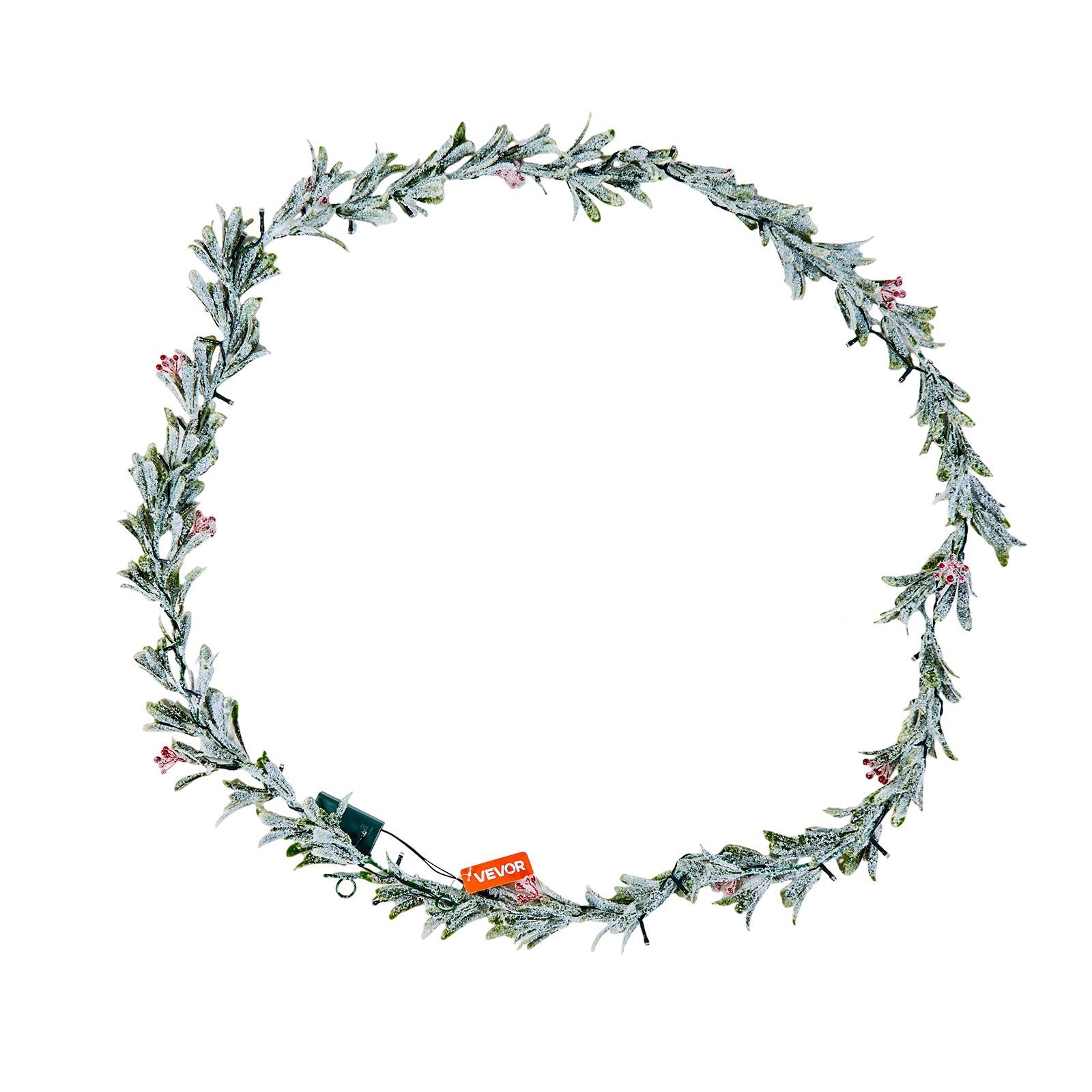 Christmas Garland, 9-FT Realistic Greenery Decorated With Vines, Olive Leaves, And Berries, Evergreen Faux Garlands With Light String For Indoor Outdoor Xmas Decoration On Mantel Fireplace