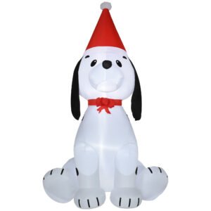 6ft Inflatable Christmas Puppy Dog Wearing Santa Hat Lighted Outdoor Decoration Blow Up Decor For Holiday Indoor