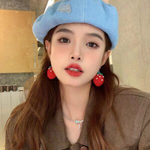 Autumn And Winter Wool Personalized Earrings Red Autumn And Winter