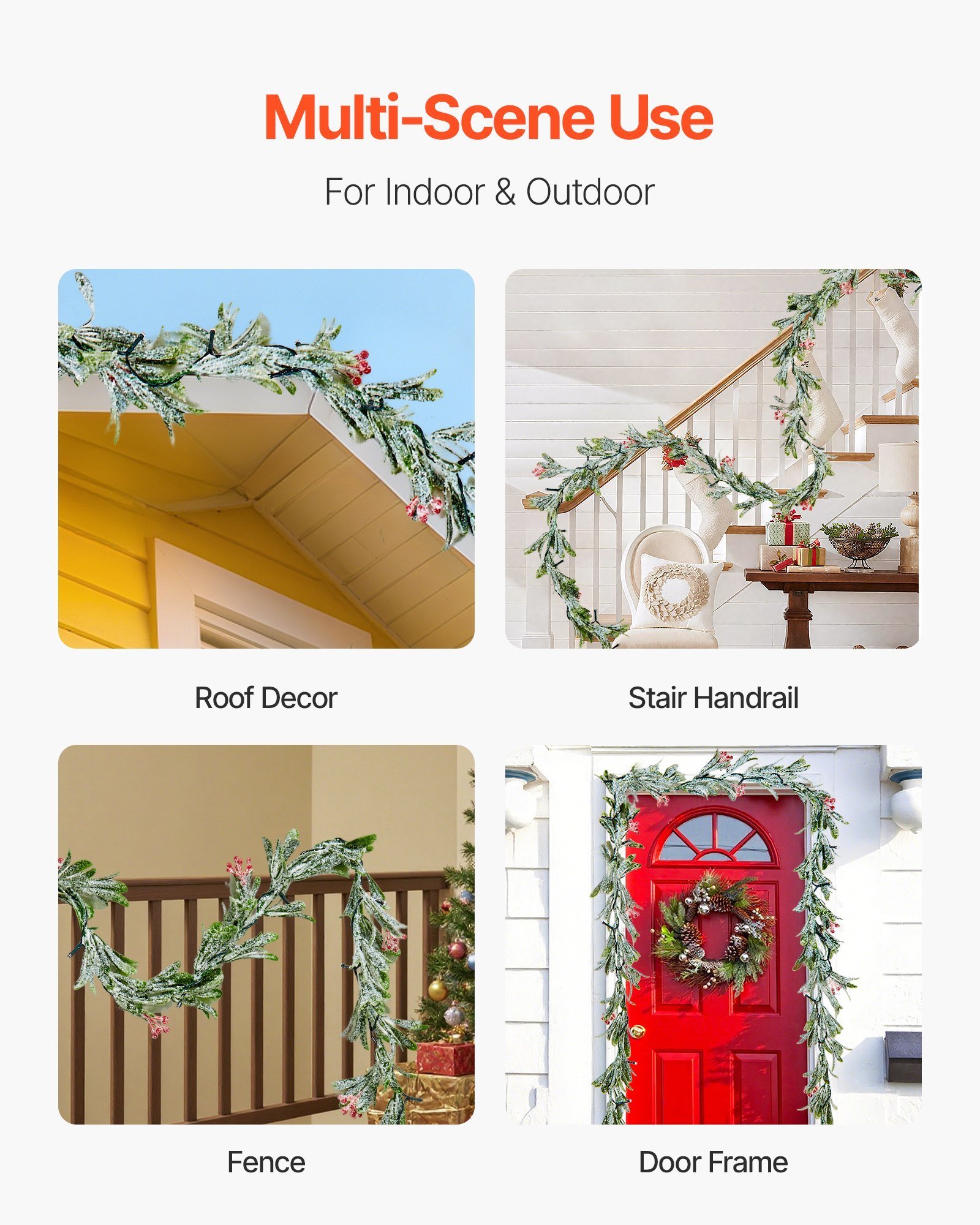 Christmas Garland, 9-FT Realistic Greenery Decorated With Vines, Olive Leaves, And Berries, Evergreen Faux Garlands With Light String For Indoor Outdoor Xmas Decoration On Mantel Fireplace