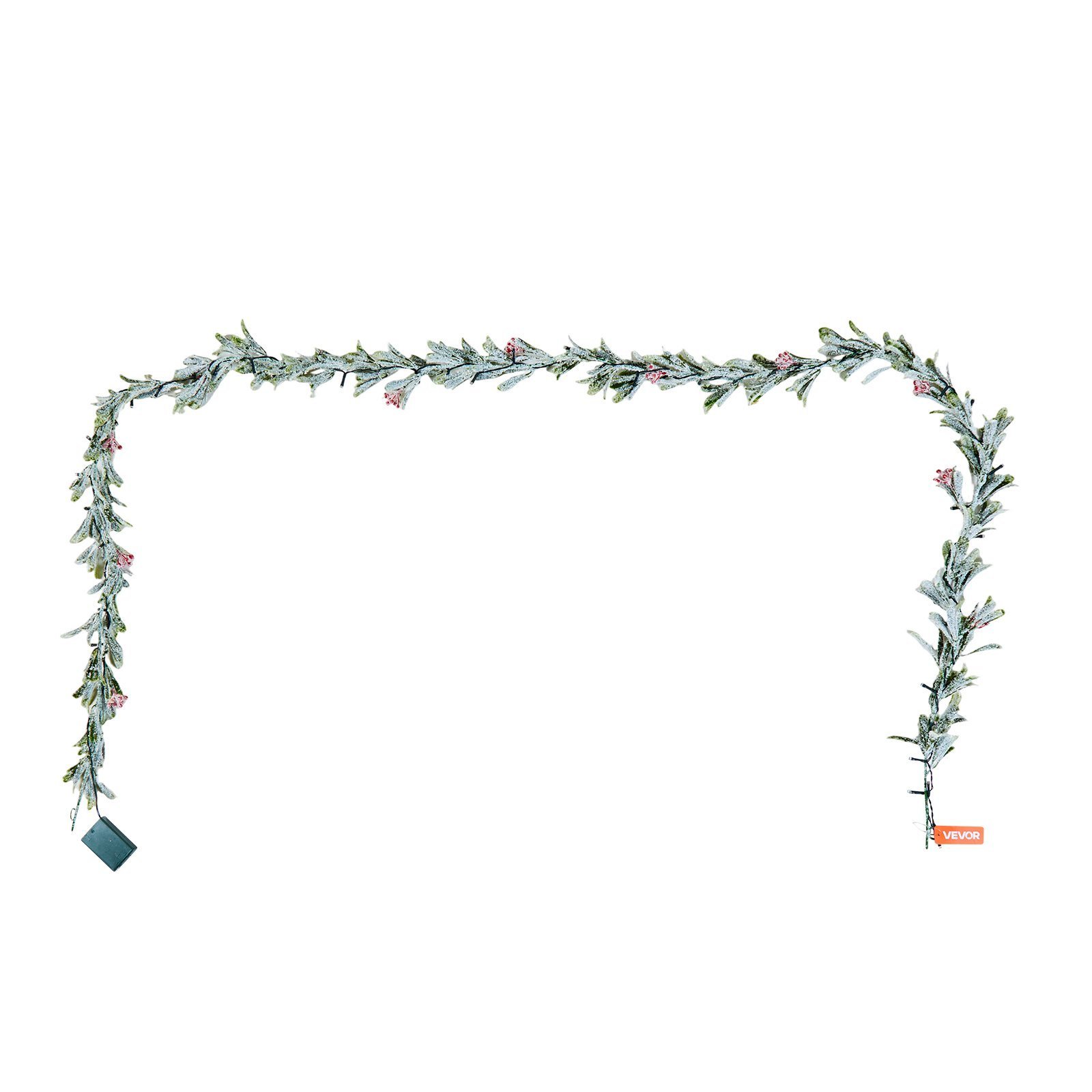Christmas Garland, 9-FT Realistic Greenery Decorated With Vines, Olive Leaves, And Berries, Evergreen Faux Garlands With Light String For Indoor Outdoor Xmas Decoration On Mantel Fireplace