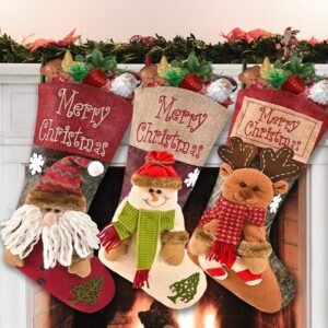 Large Christmas Stocking Set Of 3, Extra Big Festive Xmas Stockings For Family Gifts