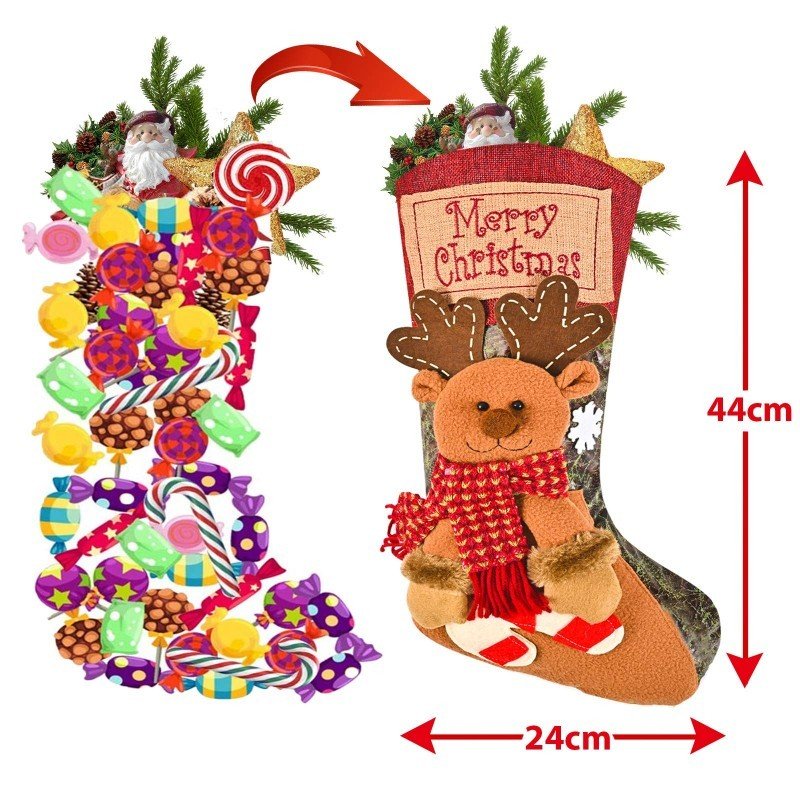 Large Christmas Stocking Set Of 3, Extra Big Festive Xmas Stockings For Family Gifts