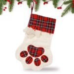 Large 18x11 Inch Dog Christmas Stocking With Red Plaid Design, Perfect For Gifts  Decorations, Hanging Flexibility