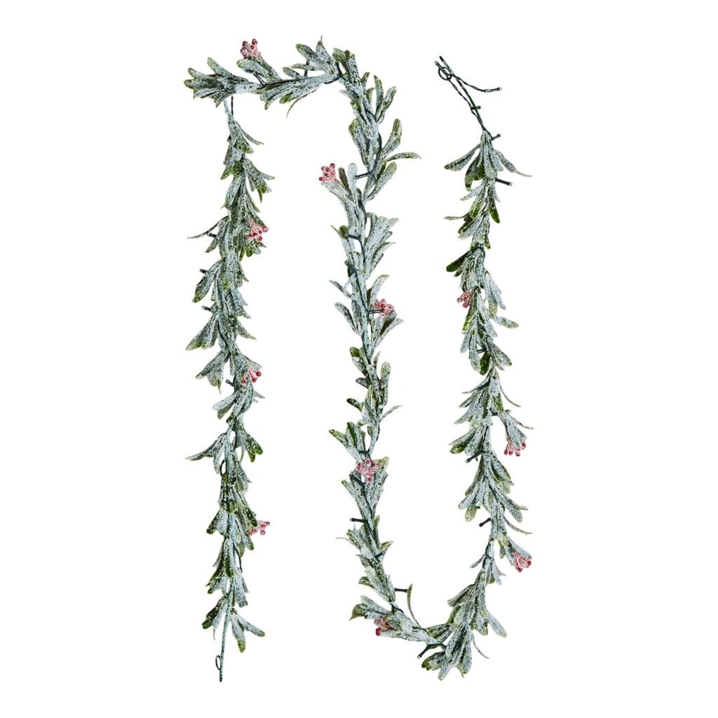Christmas Garland, 9-FT Realistic Greenery Decorated With Vines, Olive Leaves, And Berries, Evergreen Faux Garlands With Light String For Indoor Outdoor Xmas Decoration On Mantel Fireplace